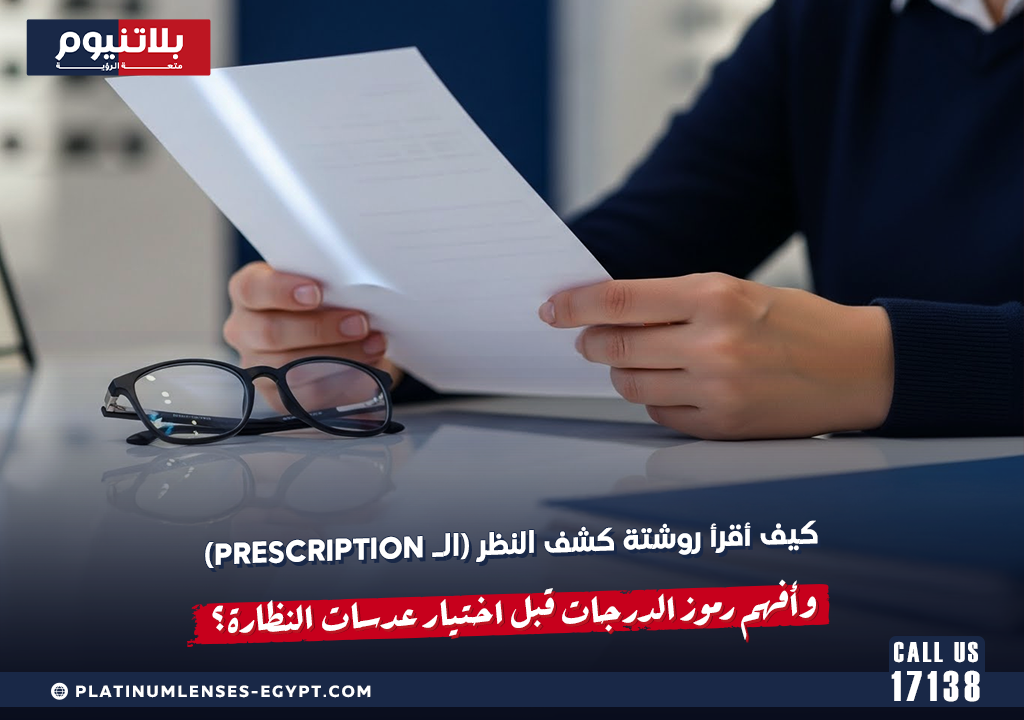 كيف أقرأ روشتة كشف النظر (الـ Prescription) وأفهم رموز الدرجات قبل اختيار عدسات النظارة؟
